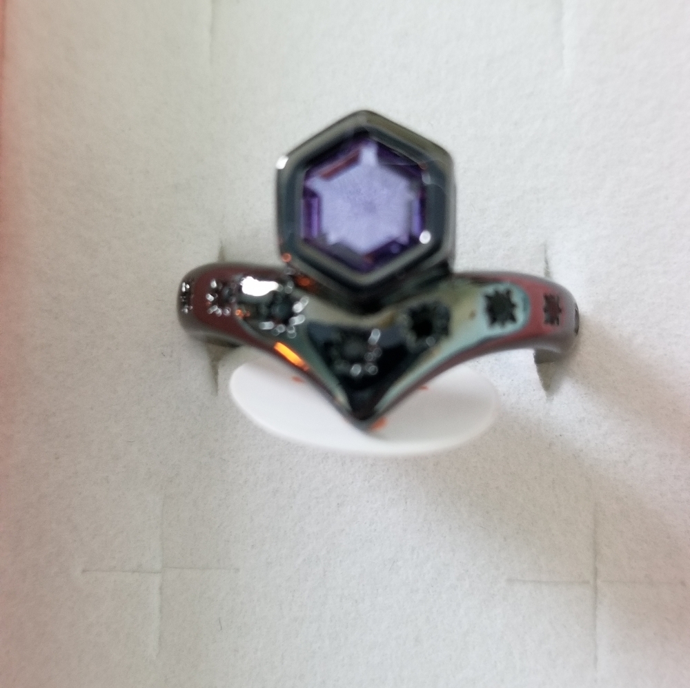 BLACK ONYX & AMETHYST RING - Picture 4 of 16